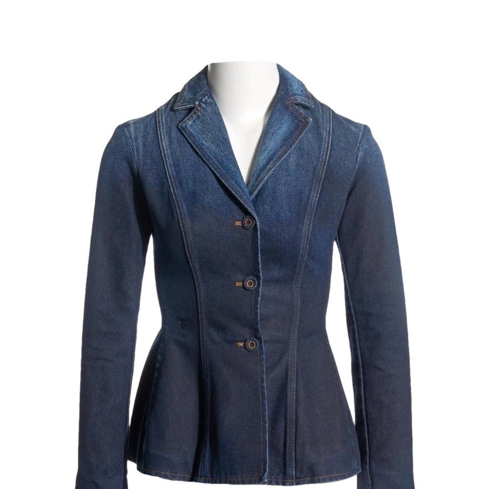 Dior Blue Jean Jacket with Tailored Fit and Notched Lapel